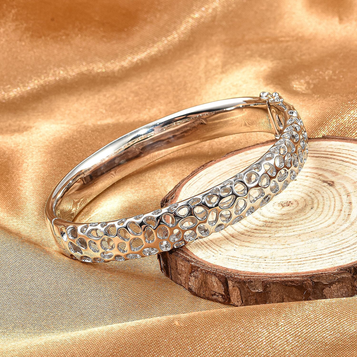 RACHEL GALLEY Rhodium Overlay Sterling Silver Bangle (Size 8), Silver wt. 55.58 Gms 3866609 2