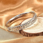 RACHEL GALLEY Rhodium Overlay Sterling Silver Bangle (Size 8), Silver wt. 55.58 Gms