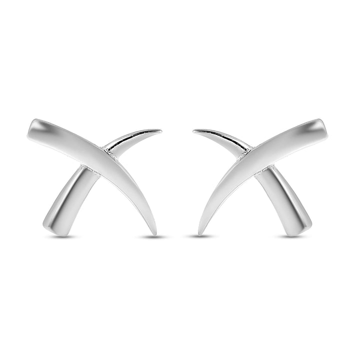 Kiss Stud Earrings in Rhodium Over Sterling Silver 3337609 1