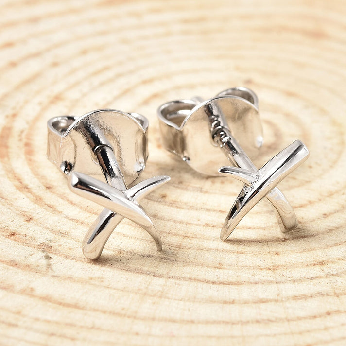 Kiss Stud Earrings in Rhodium Over Sterling Silver 3337609 2