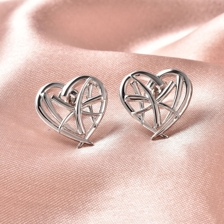 RACHEL GALLEY Rhodium Overlay Sterling Silver Heart Earrings (with Push Back) 3853739 2