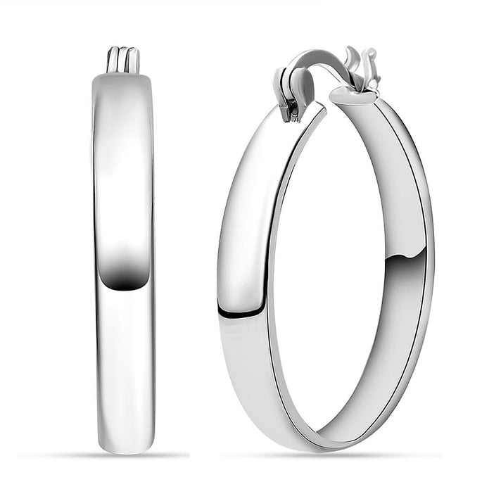 RACHEL GALLEY Rhodium Overlay Sterling Silver Hoop Earrings (with Clasp), Silver Wt. 10.02 Gms 8946484 1