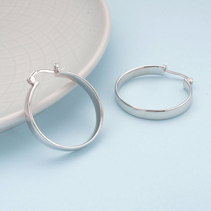 RACHEL GALLEY Rhodium Overlay Sterling Silver Hoop Earrings (with Clasp), Silver Wt. 10.02 Gms 8946484 2