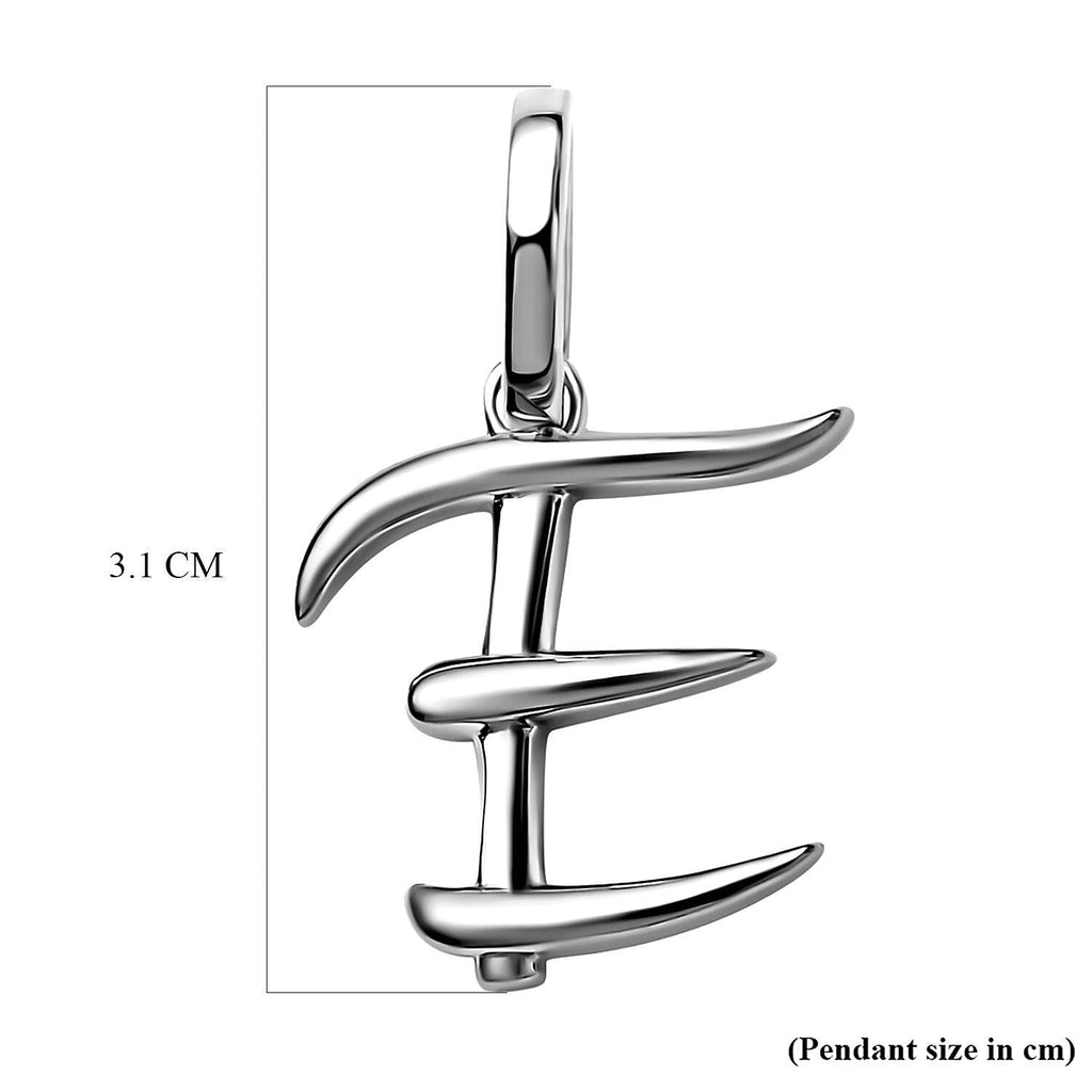 RACHEL GALLEY Rhodium Overlay Sterling Silver Initial E Pendant
