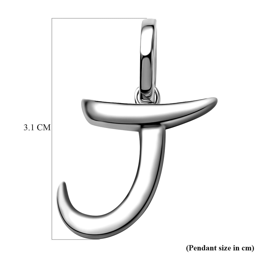 RACHEL GALLEY Rhodium Overlay Sterling Silver Initial J Pendant