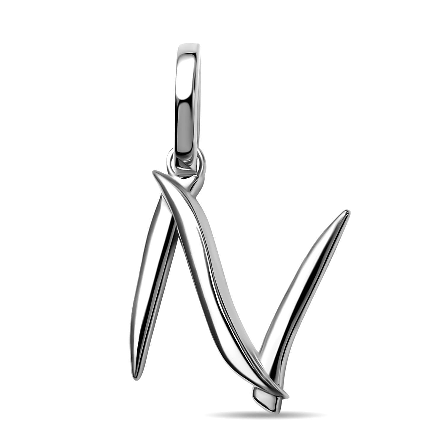 RACHEL GALLEY Rhodium Overlay Sterling Silver Initial N Pendant 3886140 0