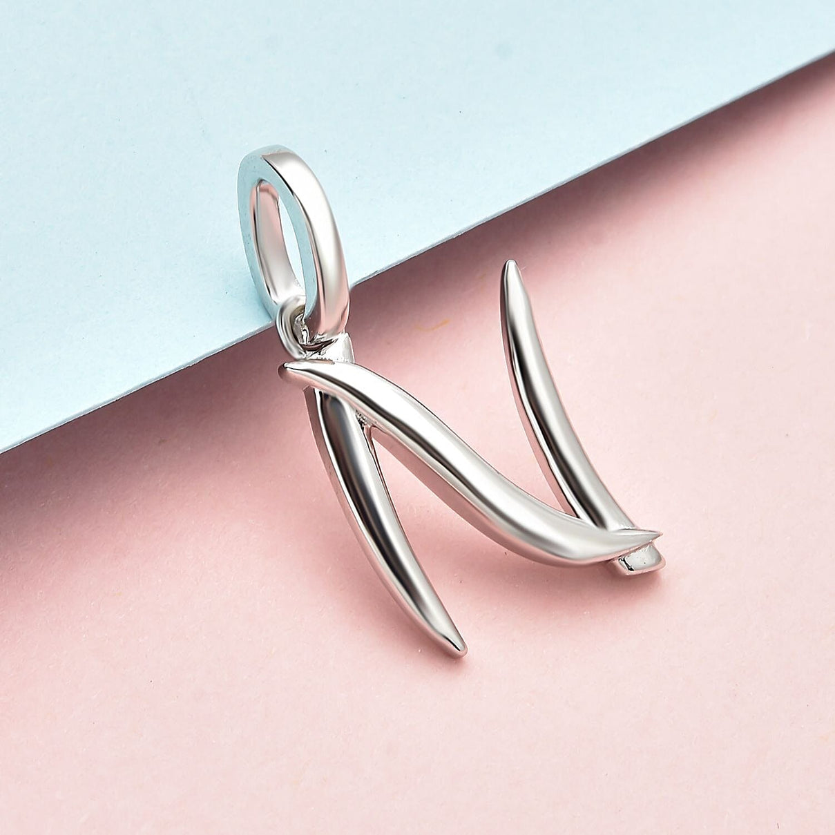 RACHEL GALLEY Rhodium Overlay Sterling Silver Initial N Pendant 3886140 3