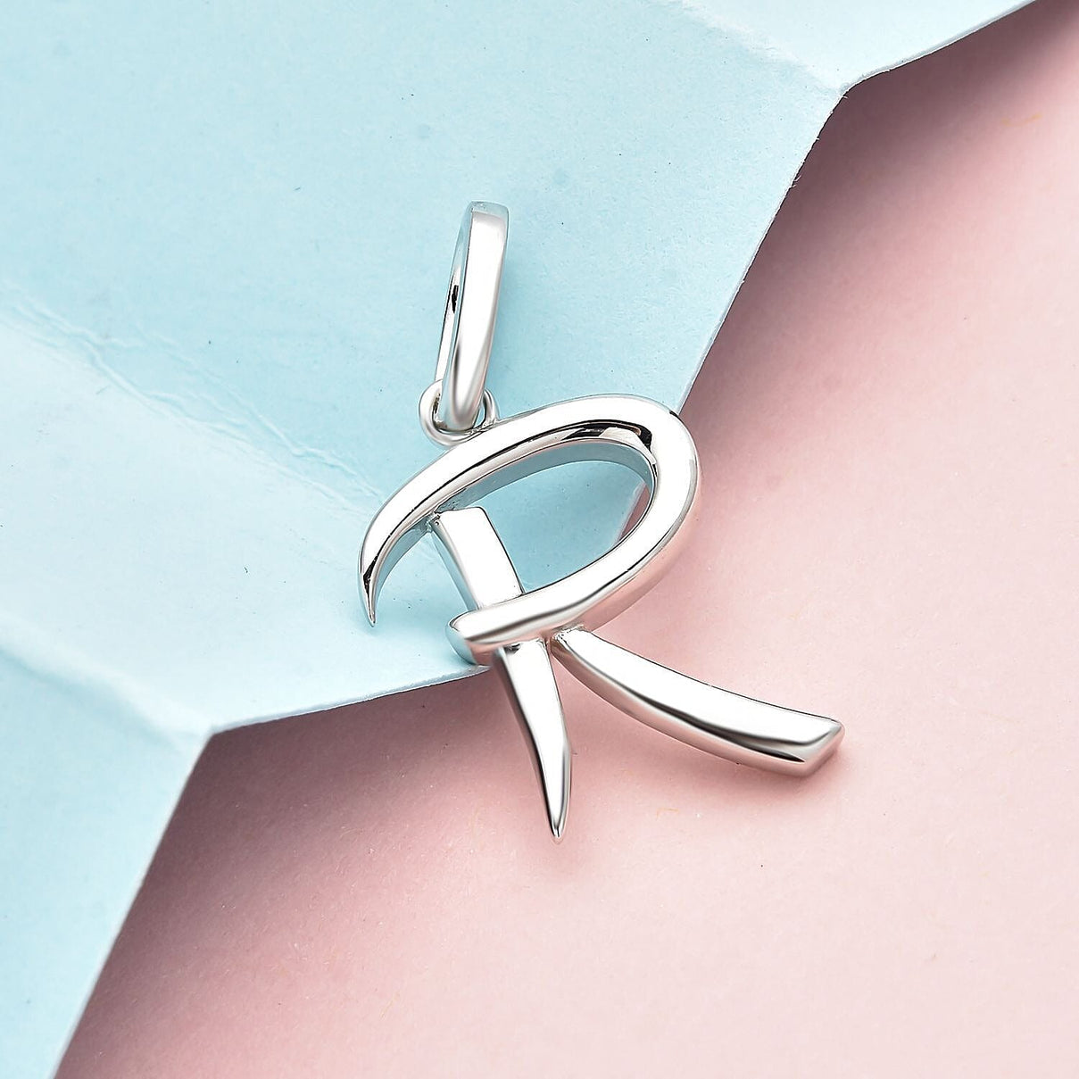 RACHEL GALLEY Rhodium Overlay Sterling Silver Initial R Pendant 3886146 3