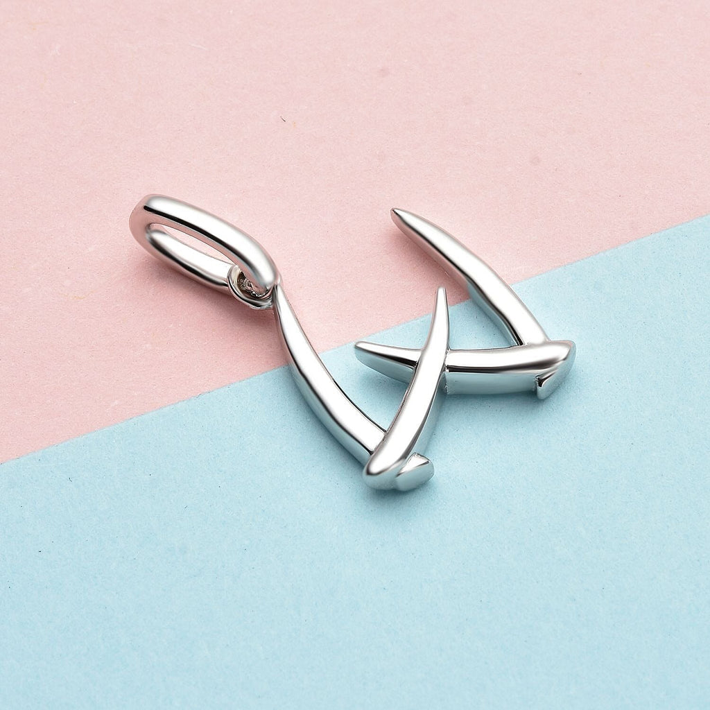 RACHEL GALLEY Rhodium Overlay Sterling Silver Initial W Pendant