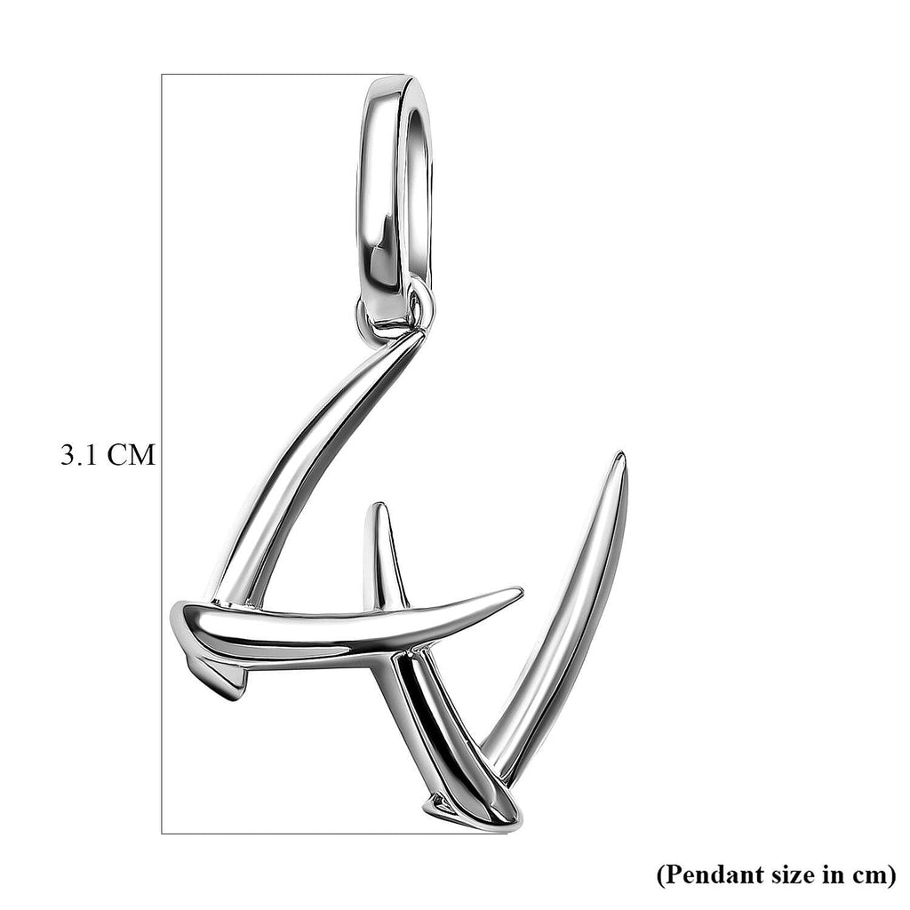 RACHEL GALLEY Rhodium Overlay Sterling Silver Initial W Pendant
