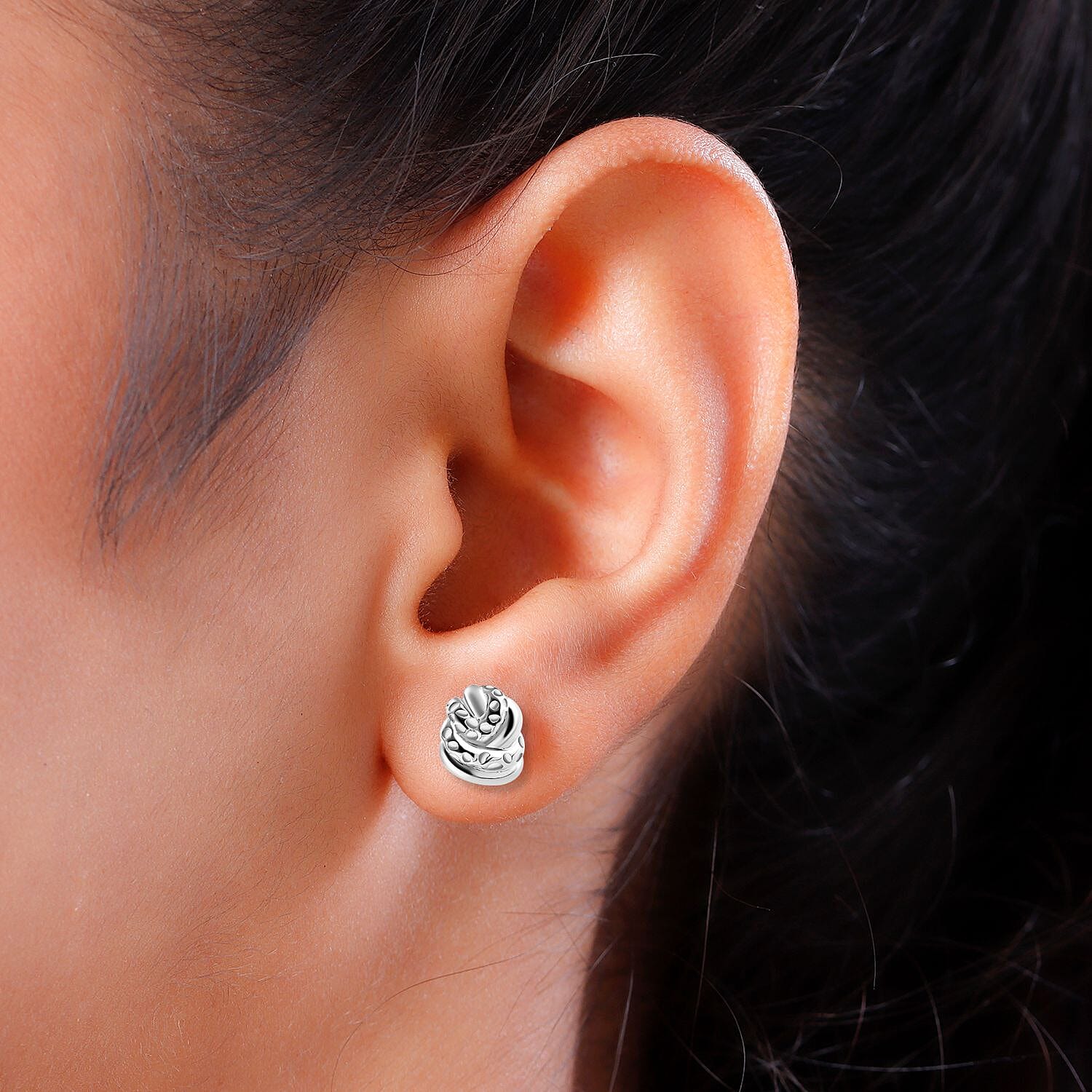 RACHEL GALLEY Rhodium Overlay Sterling Silver Knot Earrings (with Push Back) 3860730 8