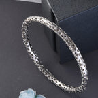 RACHEL GALLEY Rhodium Overlay Sterling Silver Lattice Bangle (SIze 7.5), Silver Wt. 16.04 Gms