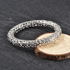 RACHEL GALLEY Rhodium Overlay Sterling Silver Lattice Bangle (Size 7.5), Silver Wt. 45.4 Gms