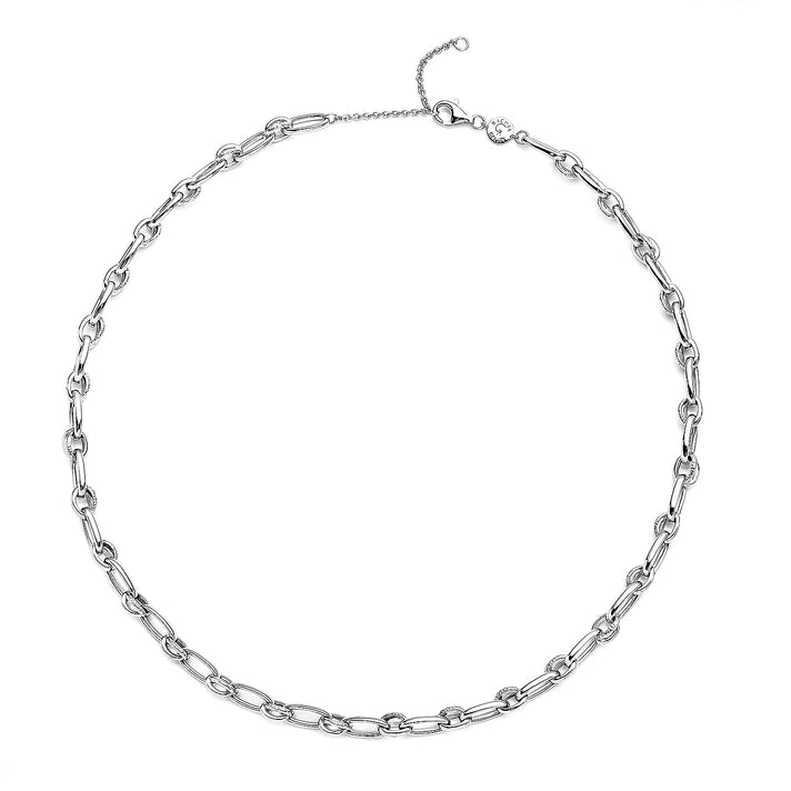 RACHEL GALLEY Rhodium Overlay Sterling Silver Link Necklace (Size - 20) with Lobster Clasp 3889911 1