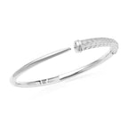 RACHEL GALLEY Rhodium Overlay Sterling Silver Ocean Bangle (Size 7.5), Silver Wt. 32.39 Gms