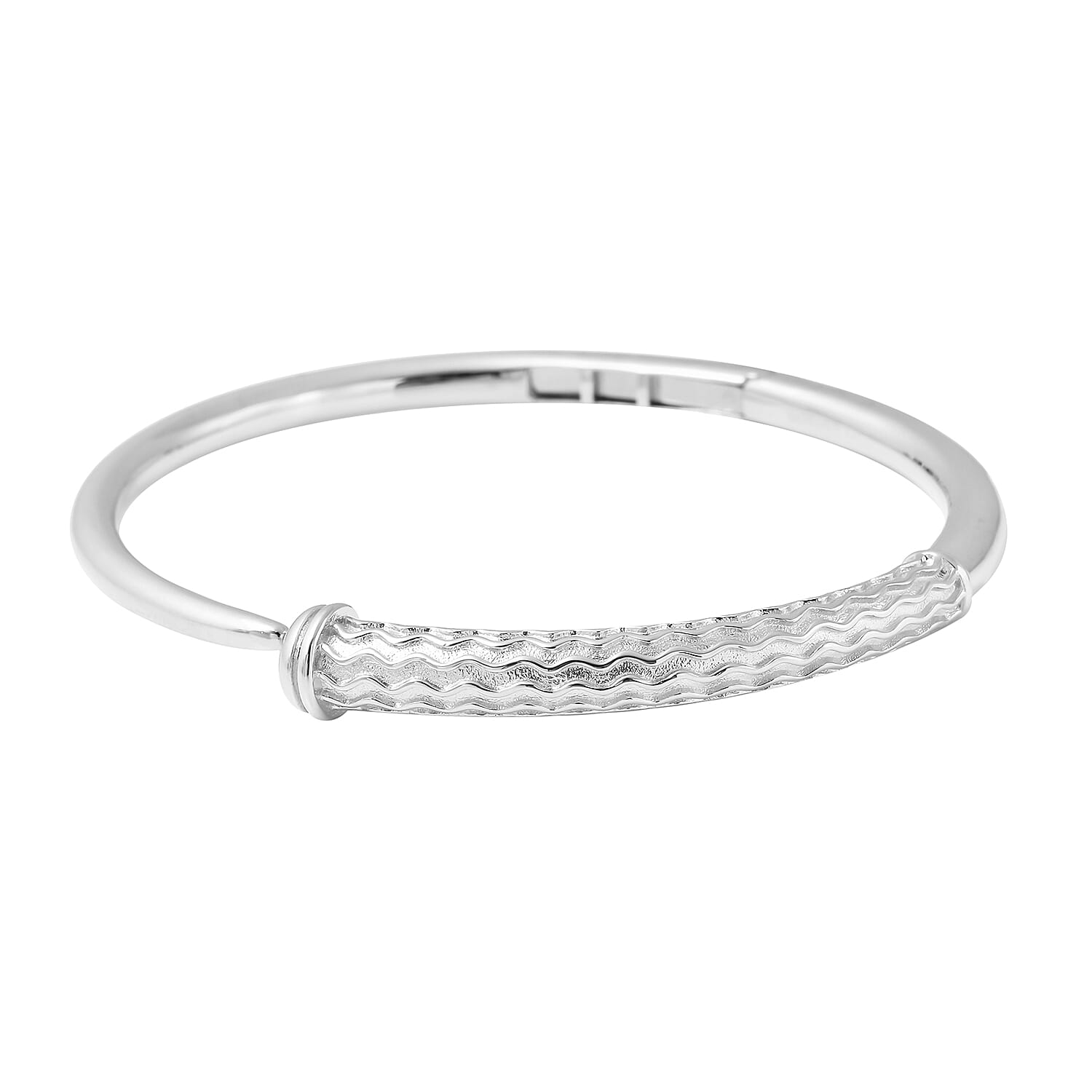 RACHEL GALLEY Rhodium Overlay Sterling Silver Ocean Bangle (Size 7.5), Silver Wt. 32.39 Gms 3881066 6