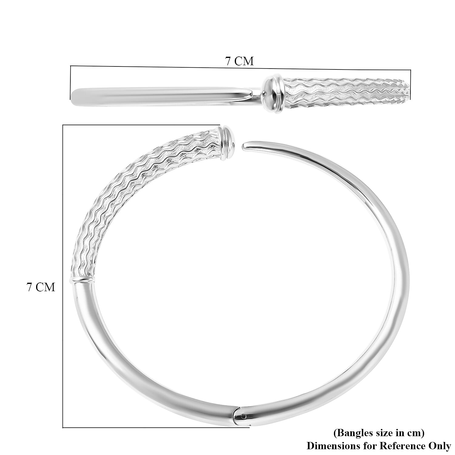 RACHEL GALLEY Rhodium Overlay Sterling Silver Ocean Bangle (Size 7.5), Silver Wt. 32.39 Gms 3881066 8