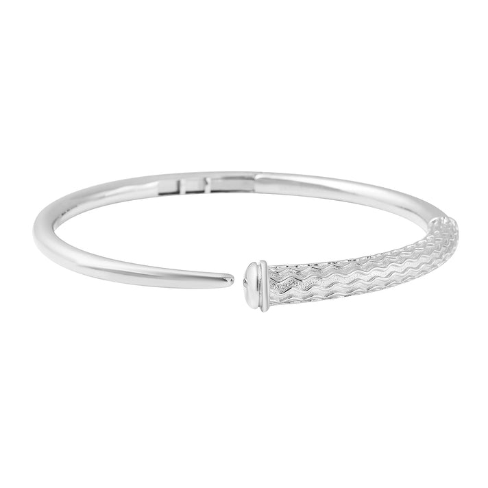 RACHEL GALLEY Rhodium Overlay Sterling Silver Ocean Bangle (Size 7.5), Silver Wt. 32.39 Gms 3881066 2