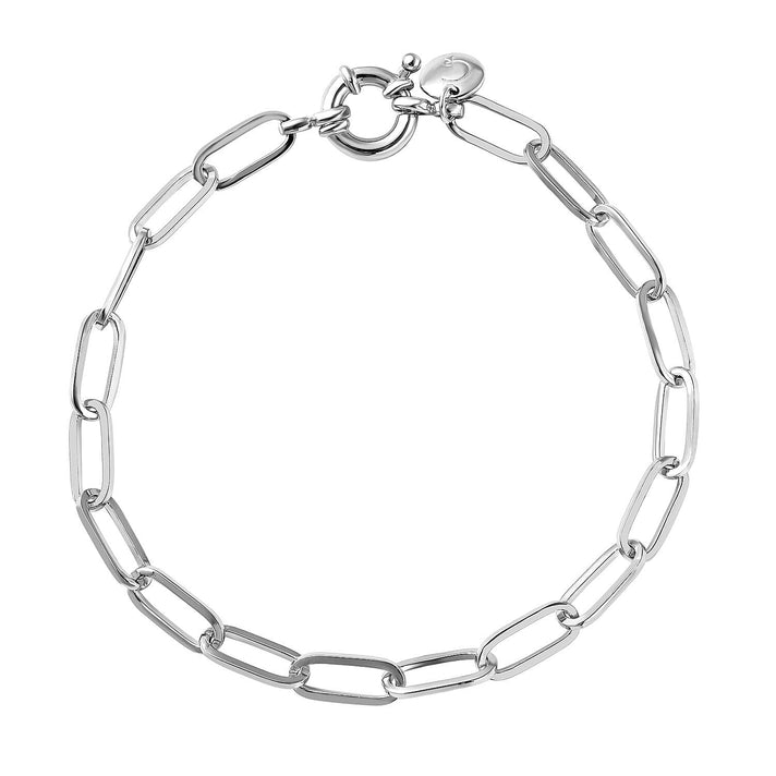 RACHEL GALLEY Rhodium Overlay Sterling Silver Oval Link Bracelet (Size 7.5) with Senorita Clasp, Silver 6.47 Wt Gms 3869584 1