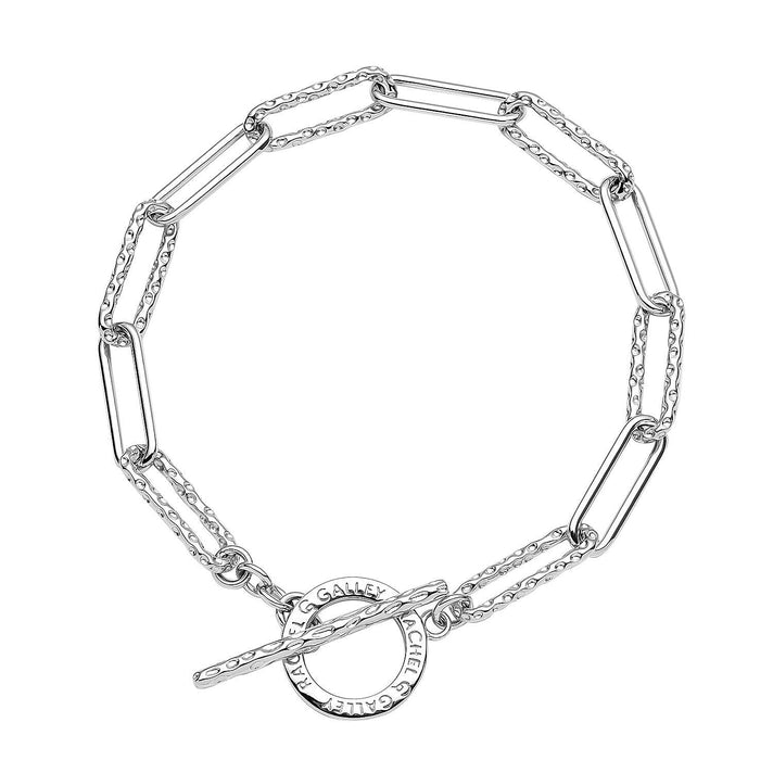 RACHEL GALLEY Rhodium Overlay Sterling Silver Paperclip Bracelet (Size - 8) with T Bar Clasp, Silver Wt. 10.80 Gms 3885924 1