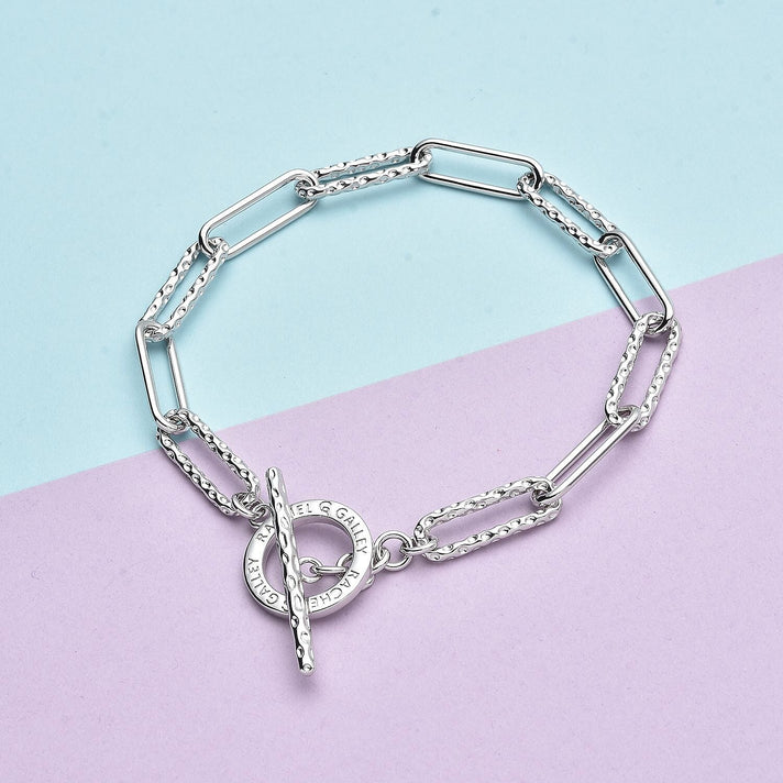 RACHEL GALLEY Rhodium Overlay Sterling Silver Paperclip Bracelet (Size - 8) with T Bar Clasp, Silver Wt. 10.80 Gms 3885924 2