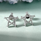 RACHEL GALLEY Rhodium Overlay Sterling Silver Star Earrings (with Push Back)