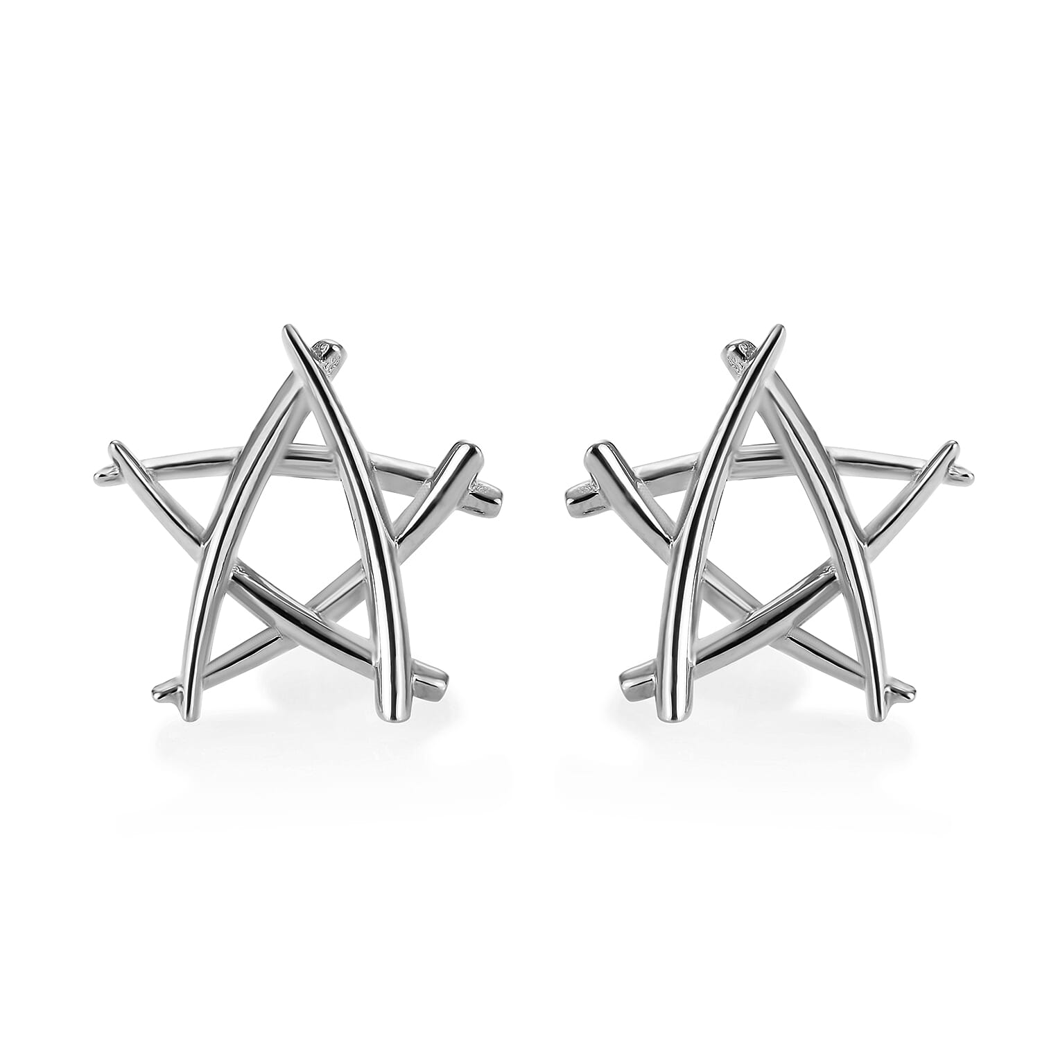 RACHEL GALLEY Rhodium Overlay Sterling Silver Star Earrings (with Push Back) 3853682 5
