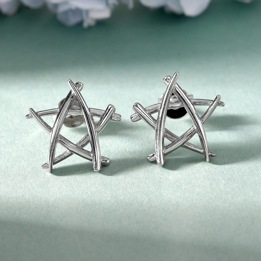 RACHEL GALLEY Rhodium Overlay Sterling Silver Star Earrings (with Push Back)