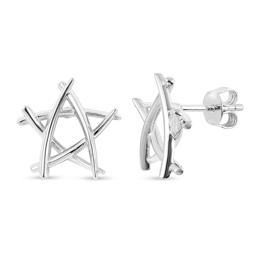 RACHEL GALLEY Rhodium Overlay Sterling Silver Star Earrings (with Push Back)