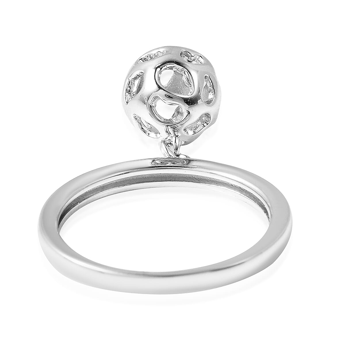 RACHEL GALLEY Rhodium Plated Sterling Silver Lattice Globe Ring 3357157 5