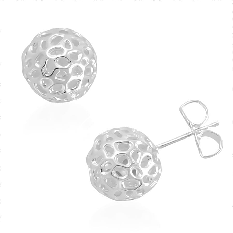 RACHEL GALLEY - Rhodium Sterling Silver Globe Stud Earrings with Push Back 2172936 0