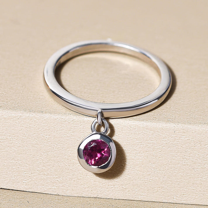 RACHEL GALLEY Rhodolite Garnet Charm Band Ring in Rhodium Overlay Sterling Silver 8881244 2