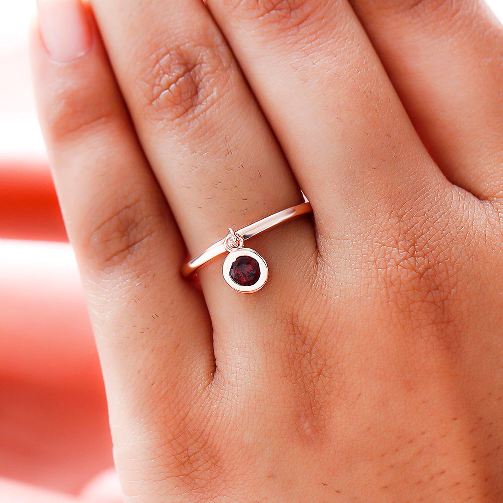 RACHEL GALLEY Rhodolite Garnet Charm Band Ring in Vermeil Rose Gold Overlay Sterling Silver