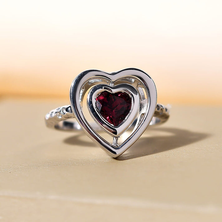 RACHEL GALLEY Rhodolite Garnet Heart Ring in Rhodium Overlay Sterling Silver 3888115 2