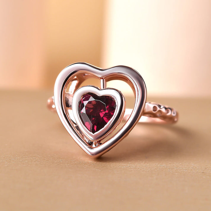 RACHEL GALLEY Rhodolite Garnet Heart Ring in Vermeil Rose Gold Overlay Sterling Silver 3888140 2