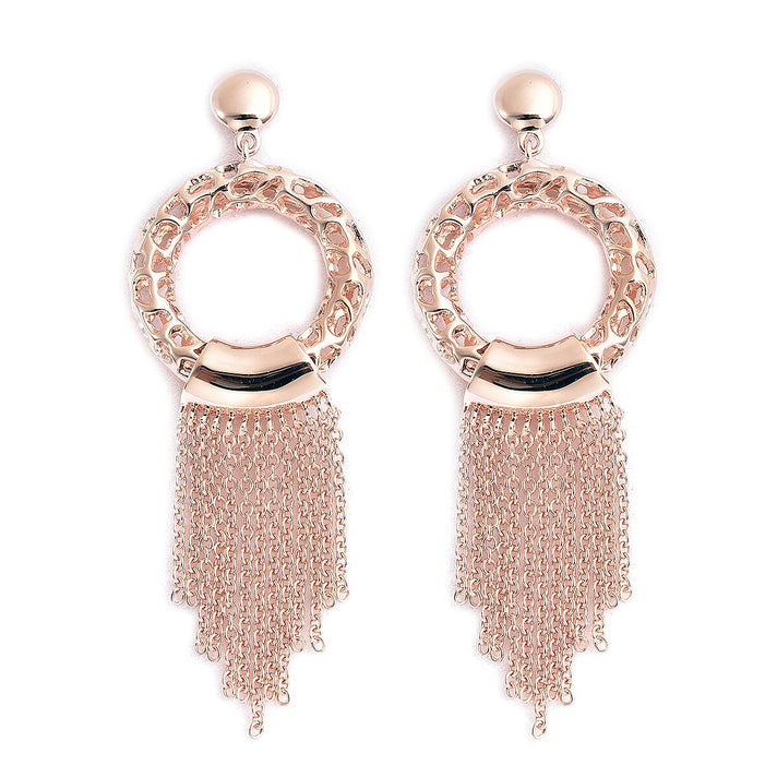 RACHEL GALLEY Rose Gold Overlay Sterling Silver Allegro Tassel Earrings (with Push Back), Silver Wt. 14.4 Gms 3881167 1