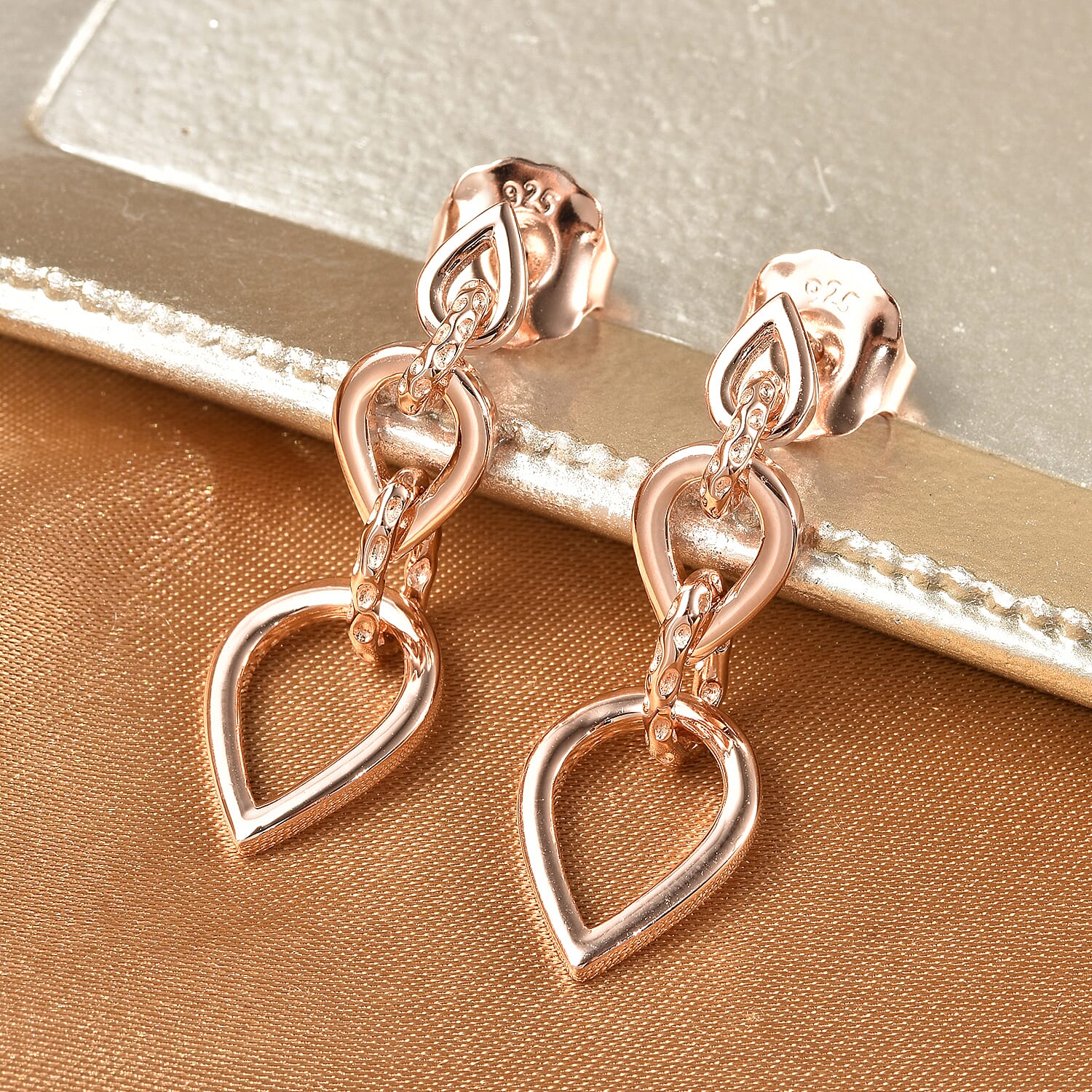 RACHEL GALLEY Rose Gold Overlay Sterling Silver Earrings (with Push Back), Silver wt. 5.50 Gms 3870659 6