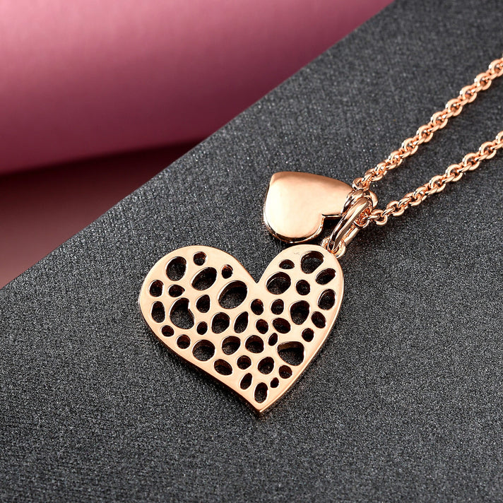 RACHEL GALLEY  Rose Gold Overlay Sterling Silver Heart Pendant with Chain (Size 30), Silver Wt 11.14 Gms 3860741 2