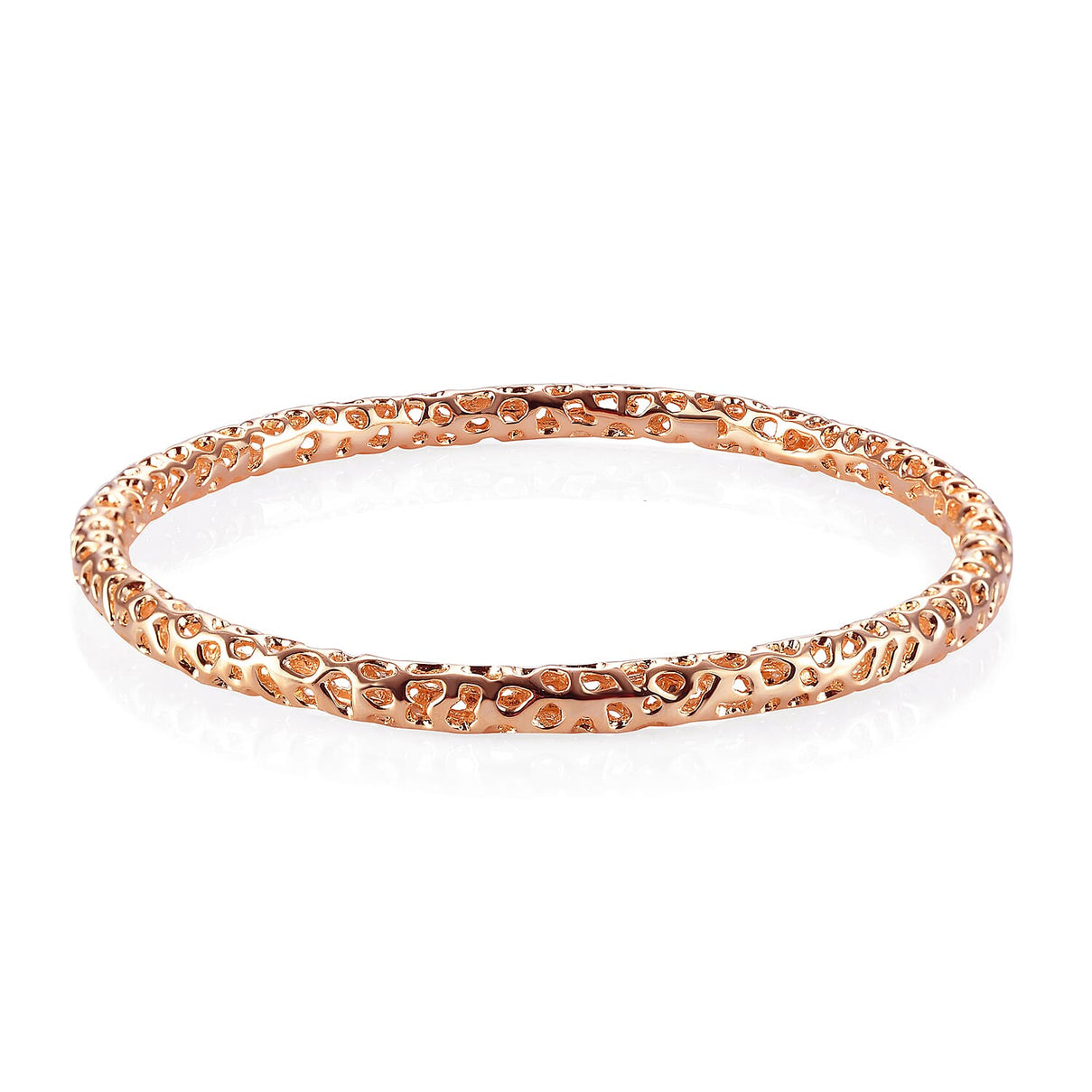 RACHEL GALLEY Rose Gold Overlay Sterling Silver Lattice Bangle (SIze 7.5), Silver Wt. 16.77 Gms 3861464 0