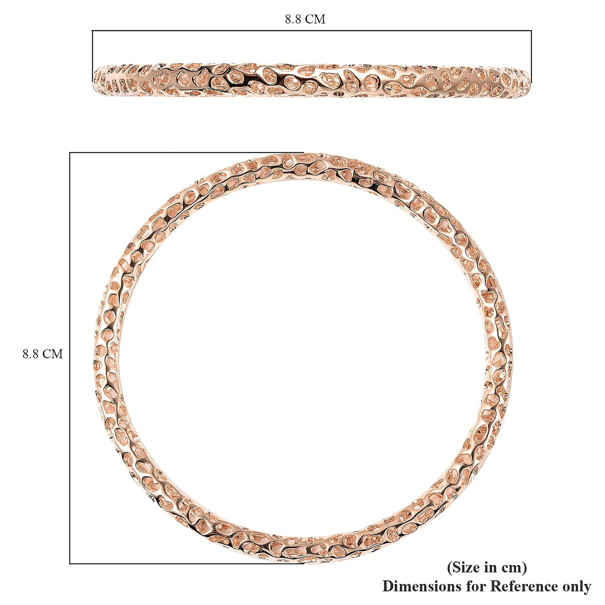 RACHEL GALLEY Rose Gold Overlay Sterling Silver Lattice Bangle (SIze 7.5), Silver Wt. 16.77 Gms 3861464 4