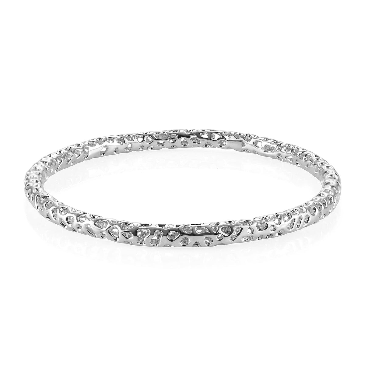 RACHEL GALLEY Rose Gold Overlay Sterling Silver Lattice Bangle (SIze 7.5), Silver Wt. 15.20 Gms 3861467 0