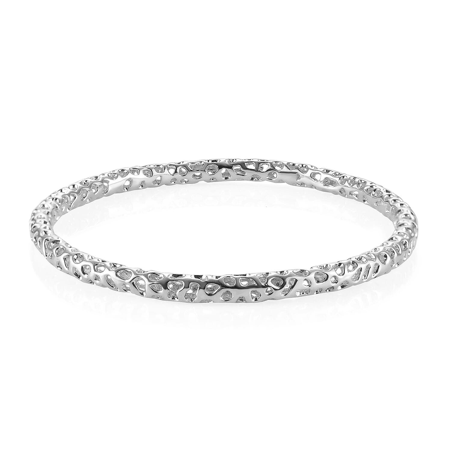 RACHEL GALLEY Rose Gold Overlay Sterling Silver Lattice Bangle (SIze 7.5), Silver Wt. 15.20 Gms 3861467 0