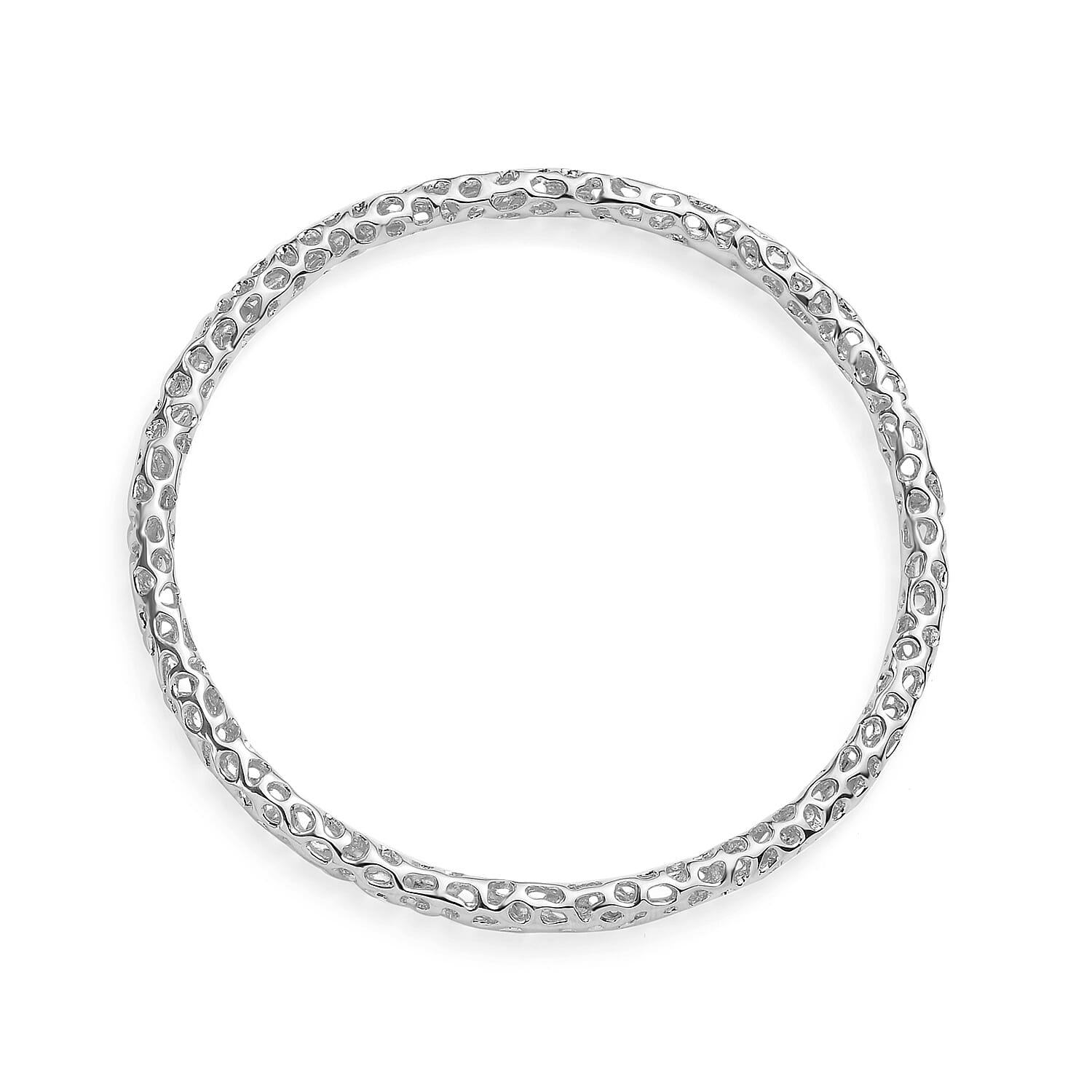 RACHEL GALLEY Rose Gold Overlay Sterling Silver Lattice Bangle (SIze 7.5), Silver Wt. 15.20 Gms 3861467 4