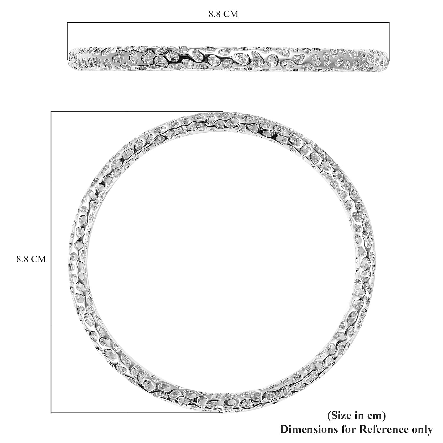 RACHEL GALLEY Rose Gold Overlay Sterling Silver Lattice Bangle (SIze 7.5), Silver Wt. 15.20 Gms 3861467 5