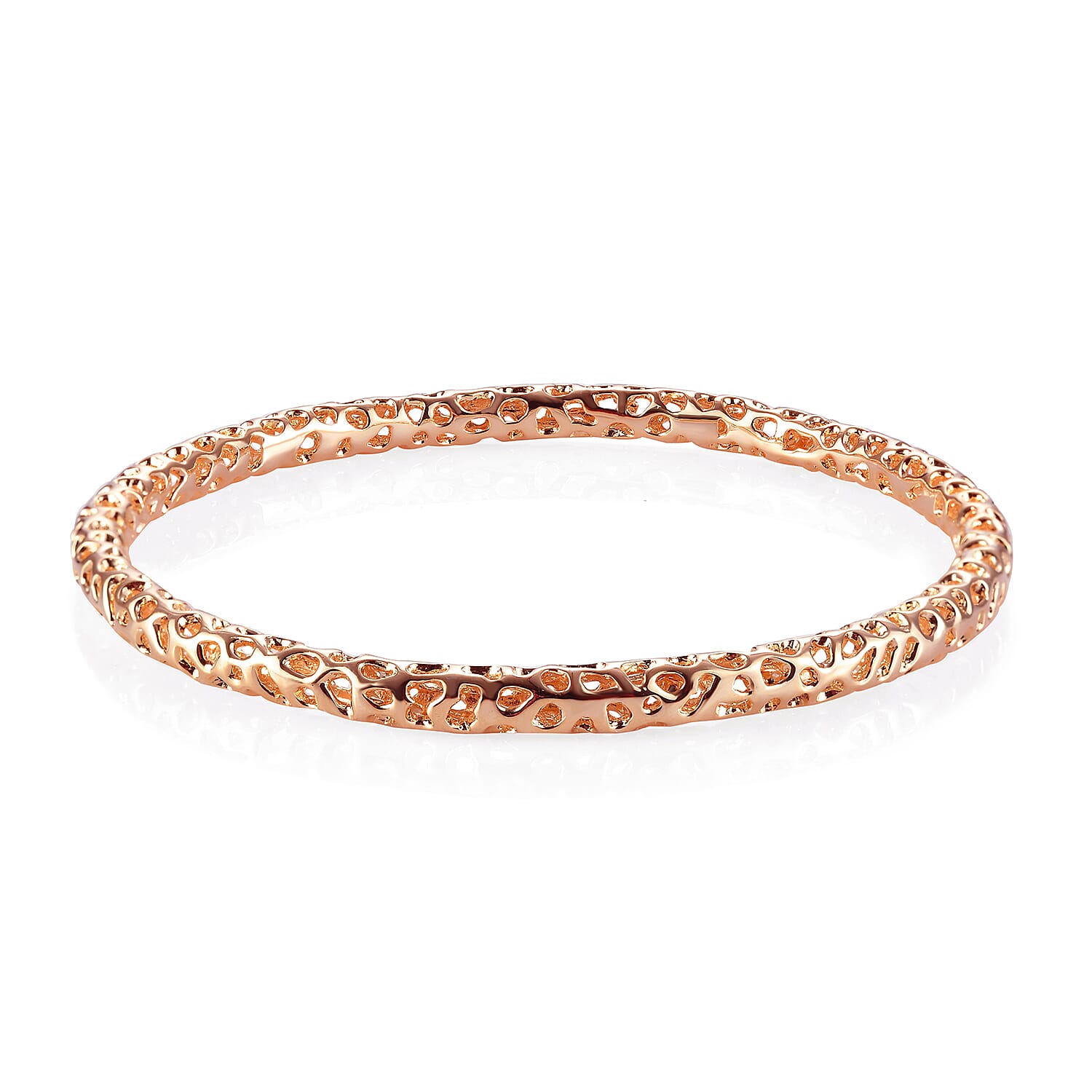 RACHEL GALLEY Rose Gold Overlay Sterling Silver Lattice Bangle (SIze 8.5), Silver Wt. 18.79 Gms 3861495 0
