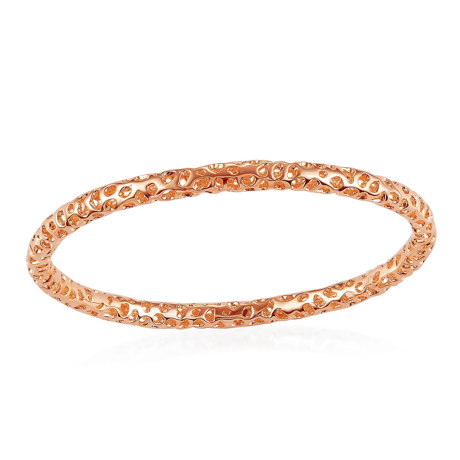 RACHEL GALLEY Rose Gold Overlay Sterling Silver Lattice Bangle (SIze 8.5), Silver Wt. 18.79 Gms 3861495 2