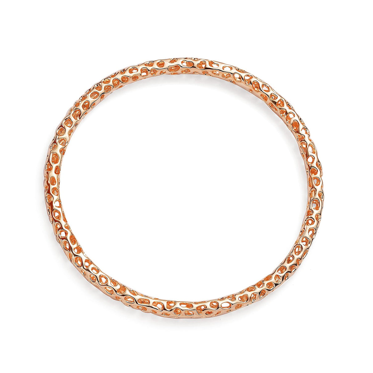 RACHEL GALLEY Rose Gold Overlay Sterling Silver Lattice Bangle (SIze 8.5), Silver Wt. 18.79 Gms 3861495 3