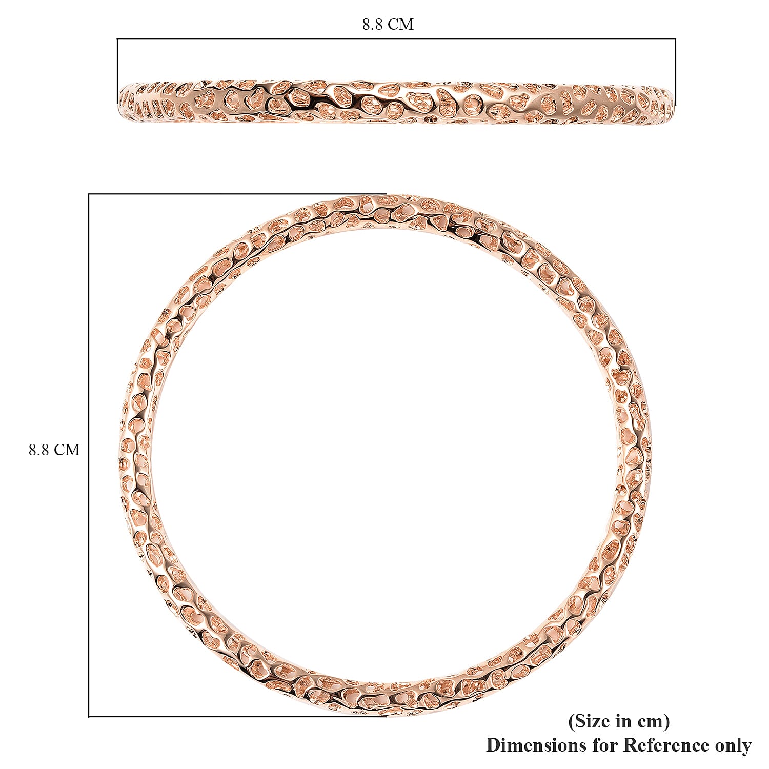 RACHEL GALLEY Rose Gold Overlay Sterling Silver Lattice Bangle (SIze 8.5), Silver Wt. 18.79 Gms 3861495 4