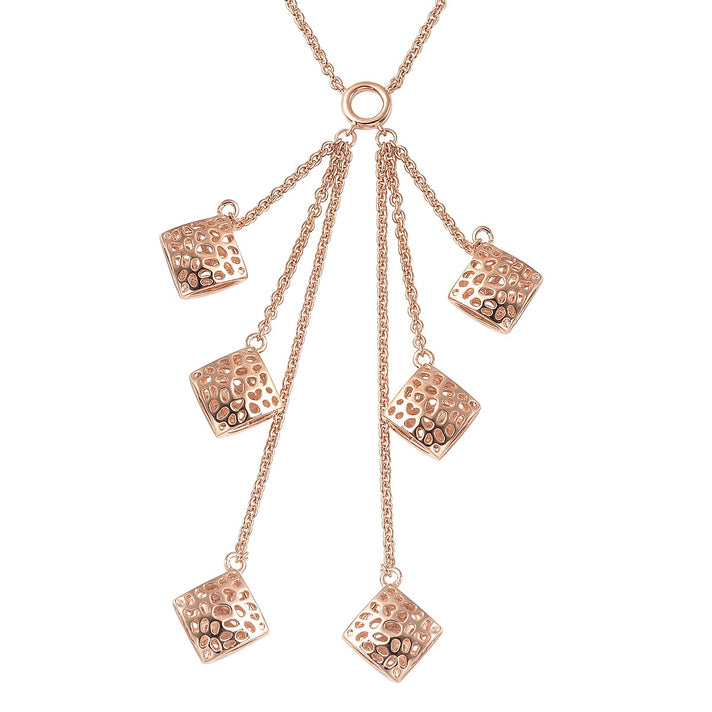 RACHEL GALLEY Rose Gold Overlay Sterling Silver Memento Diamond Necklace (Size - 30), Silver Wt. 16.12 Gms 3881088 1