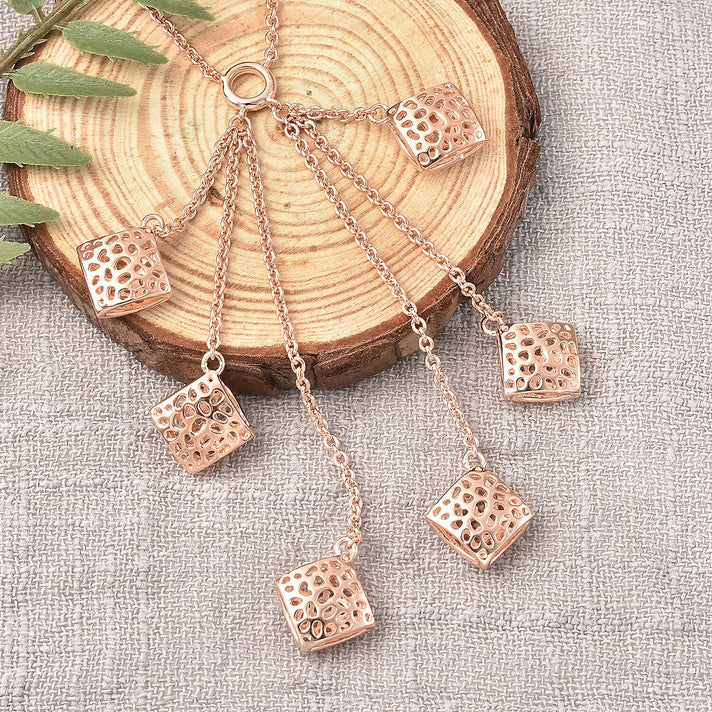 RACHEL GALLEY Rose Gold Overlay Sterling Silver Memento Diamond Necklace (Size - 30), Silver Wt. 16.12 Gms 3881088 2